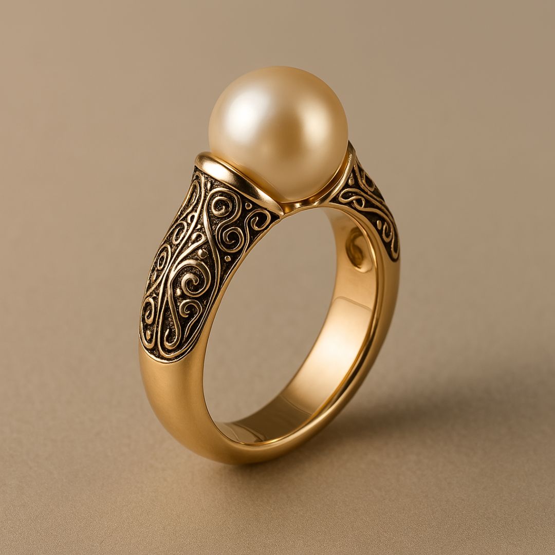 Bague vintage élégante en perle naturelle