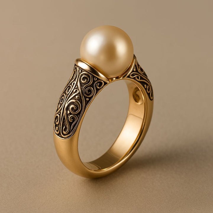 Bague vintage élégante en perle naturelle