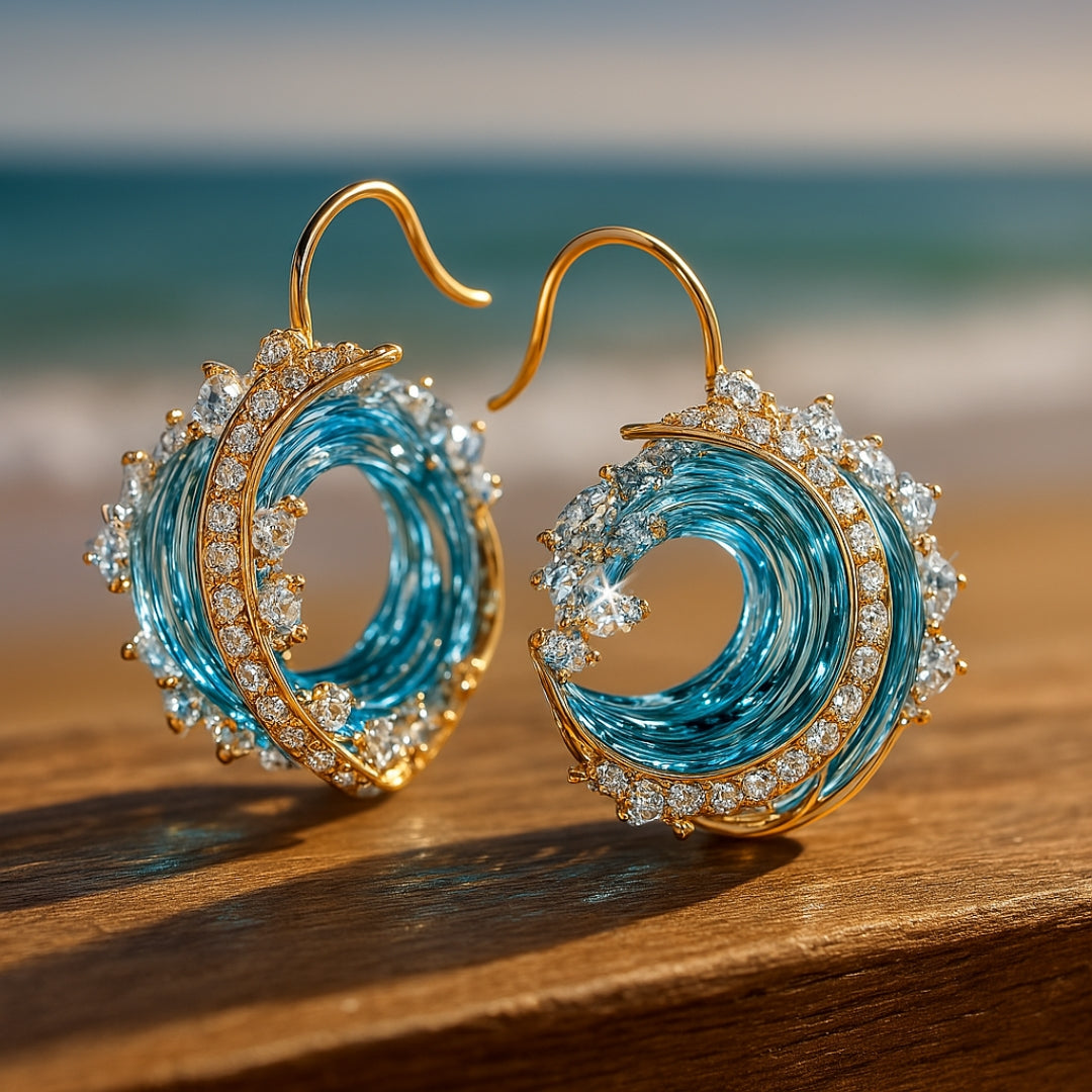 Boucles d'oreilles élégantes océaniques - symbole de la promesse d'amour
