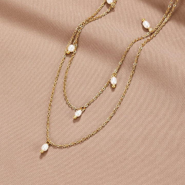 Collier à plusieurs couches avec gouttes en perles de Kay