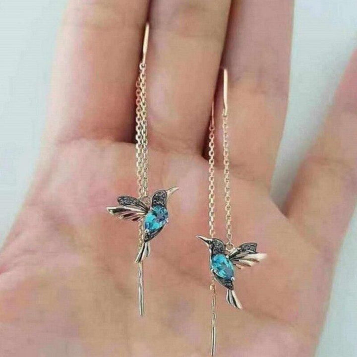 Boucles d'oreilles avec motif d'oiseau-mouche en émail et zirconia - Bijou unique pour les occasions spéciales