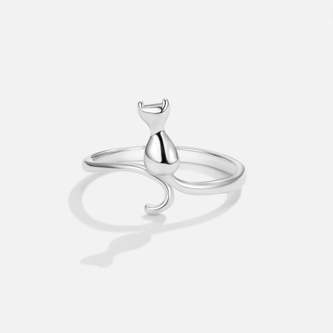 Bague en argent énigme chat nocturne élégante