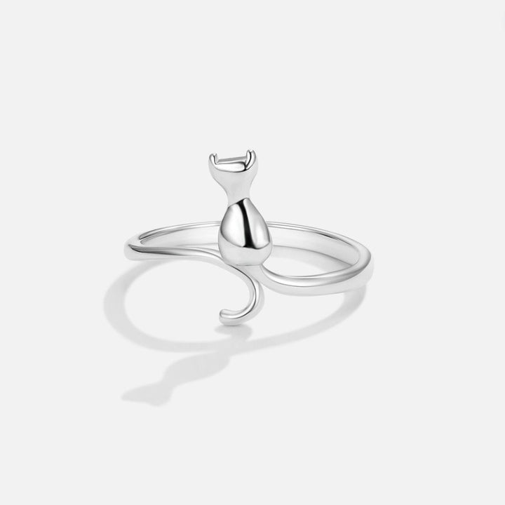 Bague en argent énigme chat nocturne élégante