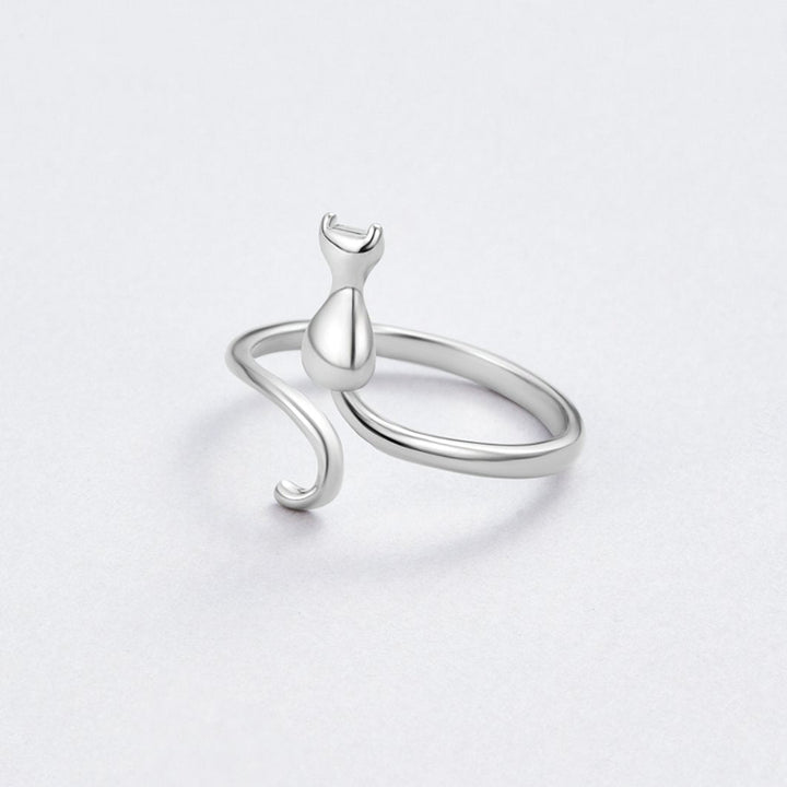 Bague en argent énigme chat nocturne élégante