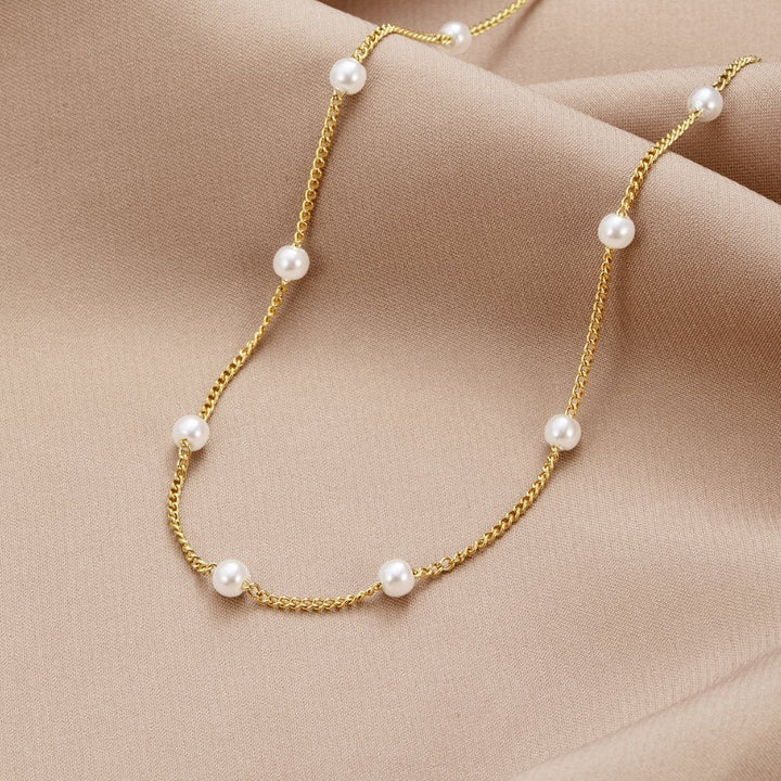 Collier de Perles d'Or Reine