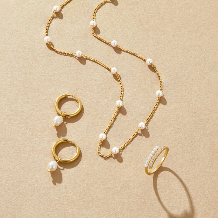 Collier de Perles d'Or Reine