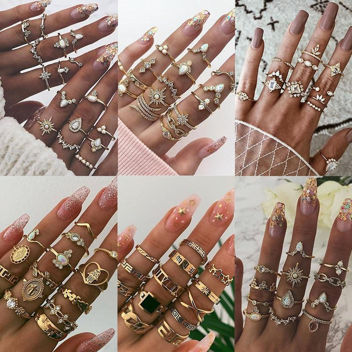 Ensemble exclusif de 8 à 12 bagues uniques pour un look élégant