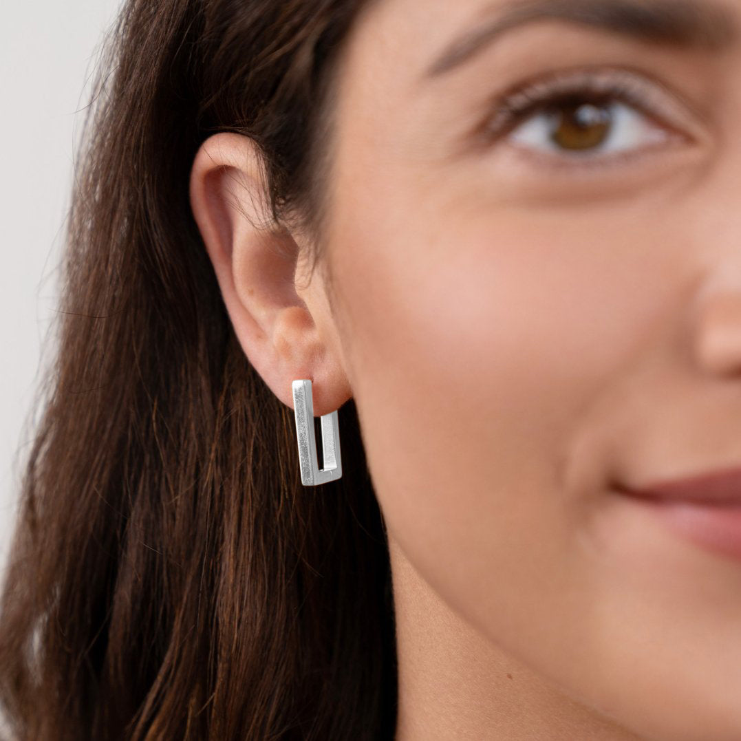 BOUCLES D'OREILLES RECTANGULAIRES EN ARGENT