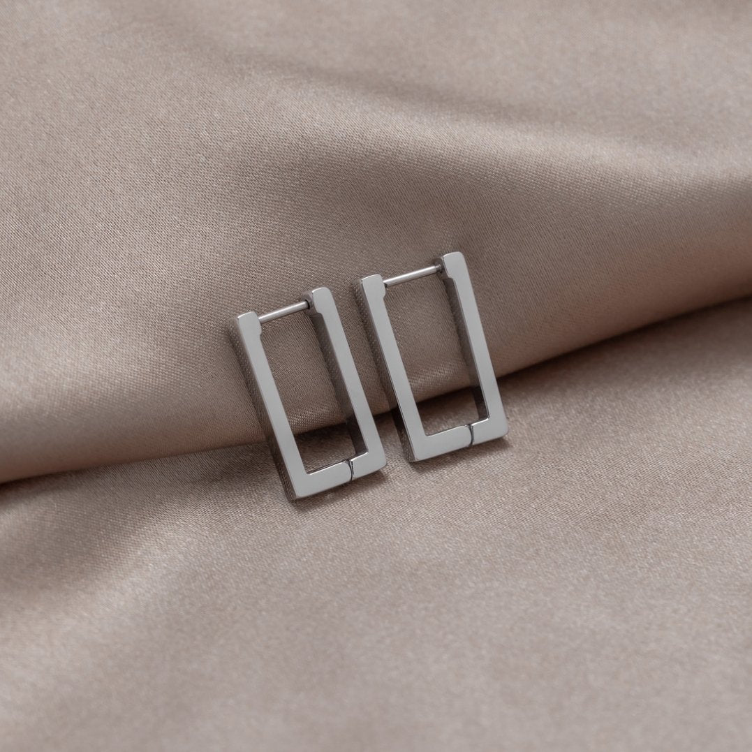 BOUCLES D'OREILLES RECTANGULAIRES EN ARGENT