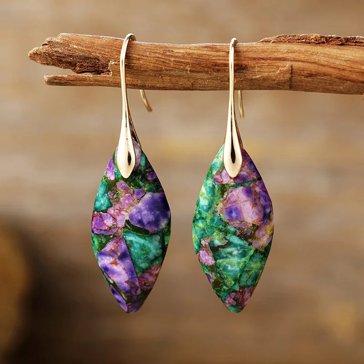 Boucles d'oreilles en pierre naturelle en forme de larme