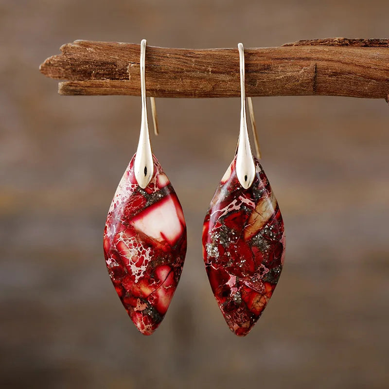 Boucles d'oreilles en pierre naturelle en forme de larme